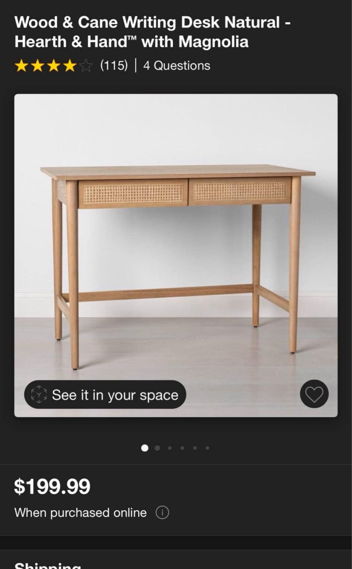 Cane Writing Desk From Target