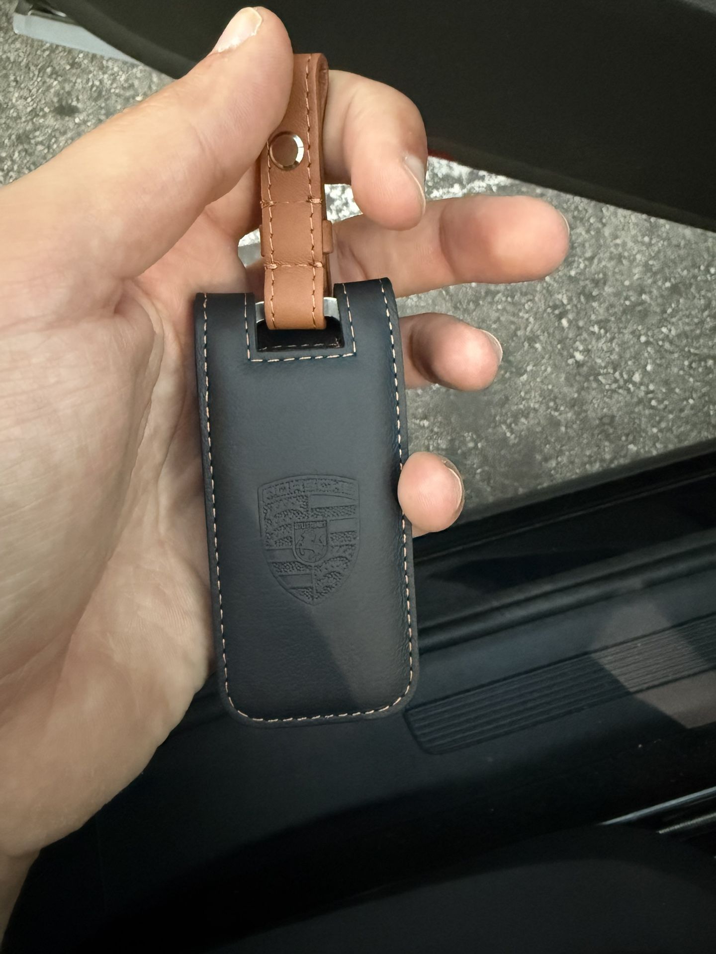 Porsche Leather Keychain
