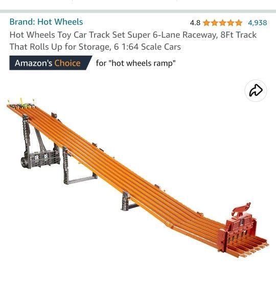 Hot Wheels 6-Lane Raceway 8 Ft Long And Foldable