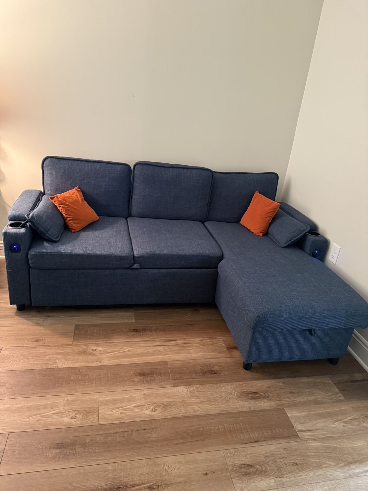 Reversible Sectional Sofa Bed with Chaise, Convertible Pull Out Couch, L Shape Sleeper Sofa for Living Room