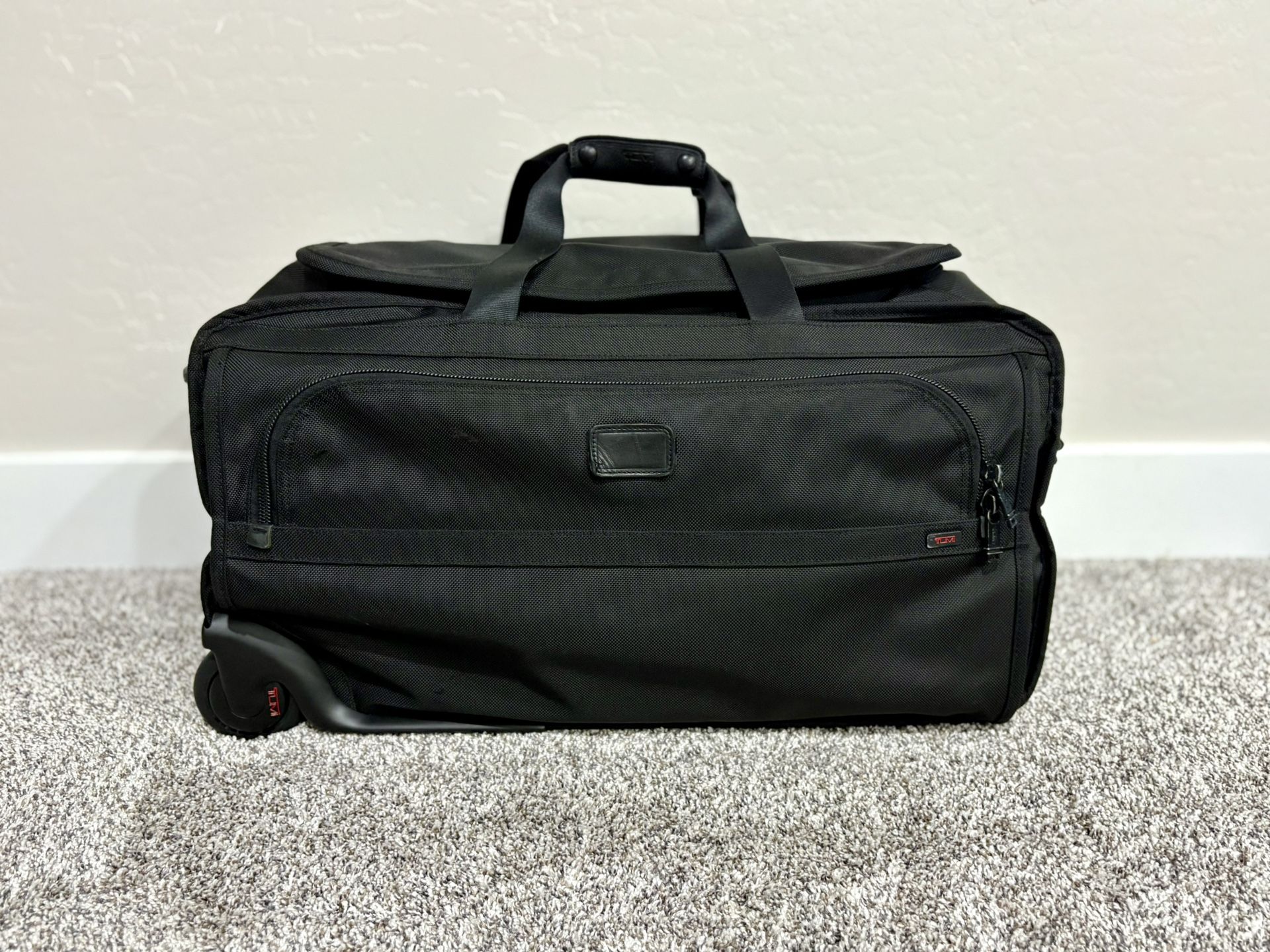 TUMI ‘Alpha’ Black Nylon 2-Wheeled Rolling Duffle Bag - 22045DH