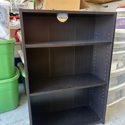 Dark Wood 3-Shelf Bookcase / Storage Shelf