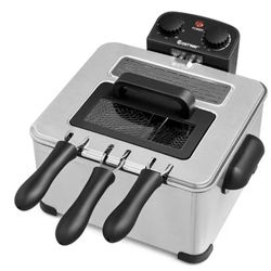 Costway 5 Liter Electric Deep Fryer 1700W Oil Fryer with 3 Detachable Frying Baskets Black/Silver