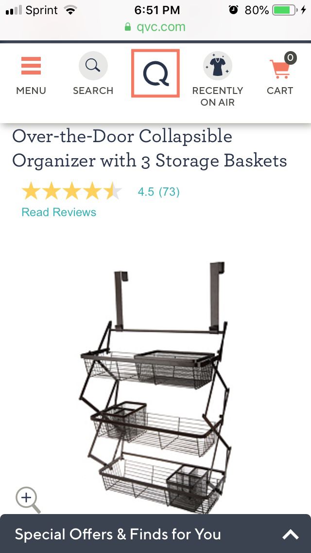 Over-the-Door Collapsible Organizer with 3 Storage Baskets