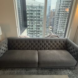 CB2 Saville Storm Velvet Sofa