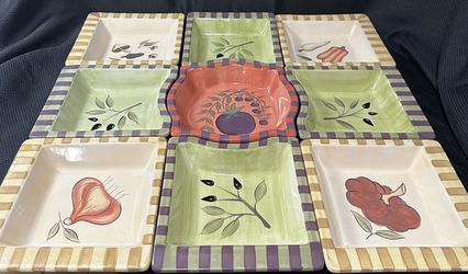 Antipasto 9 Piece Debby Segura Stoneware Serving Set Signature Housewares 2004