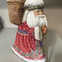 Russian Made Wood Santa with Sack of Gifts