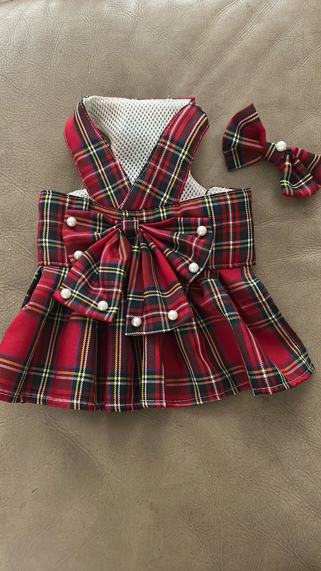 Pearl Plaid Harness Dog Leash