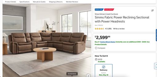 Gorgeous New SIMMs fabric recliner sofa with Power Headrest!