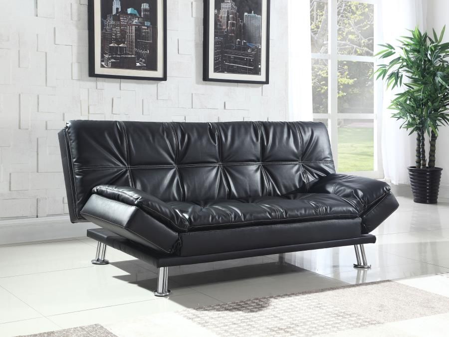 Sofa Bed Futon Black Faux Leather, New Especial pricece