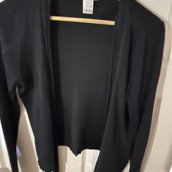 White House Black Market 100% Silk Open-Front Cardigan – Size XL (Black)