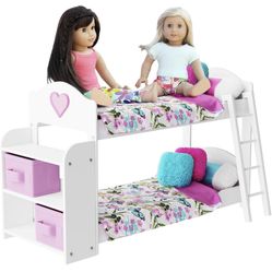 American Girl Doll Bunk Bed With Linens And Storage 