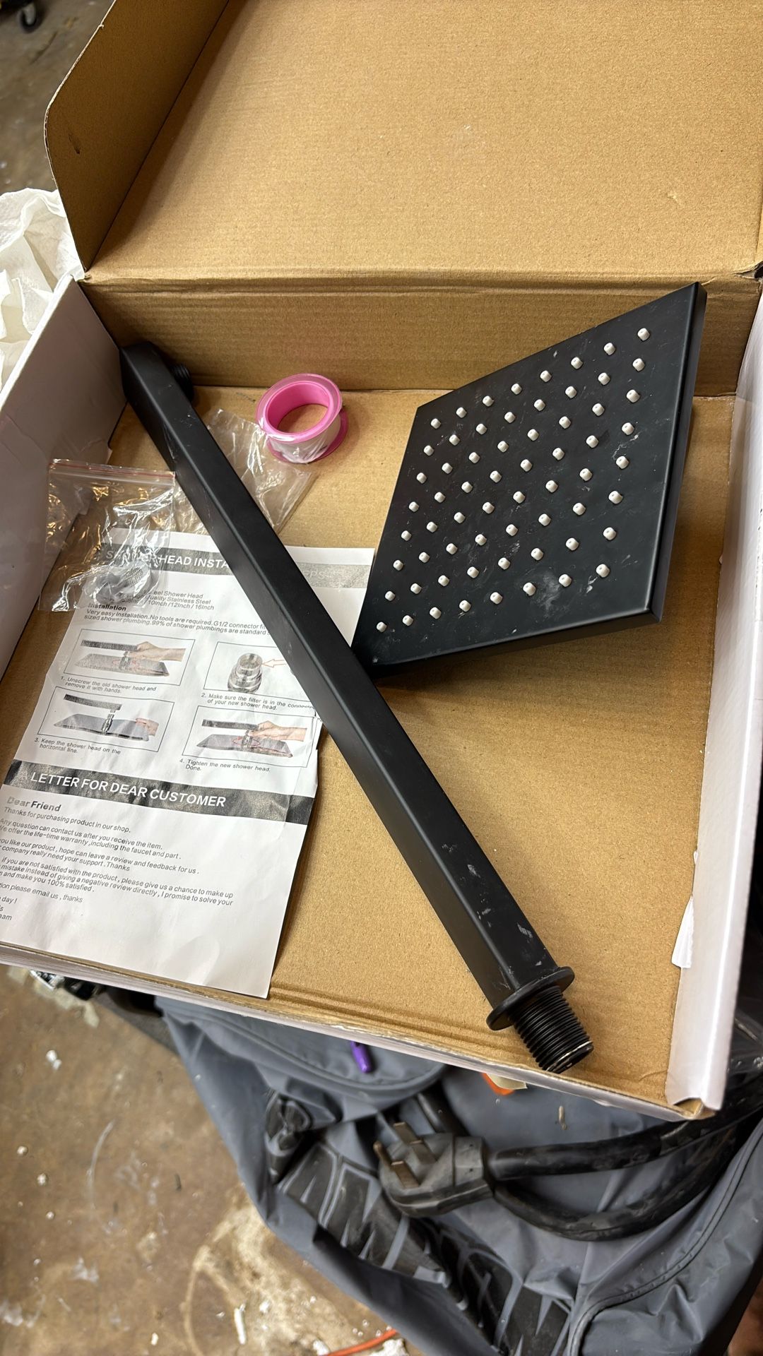 brand new stainless black flat shower head 