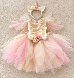Girls 3T Unicorn Fairy Costume Dress with Headband