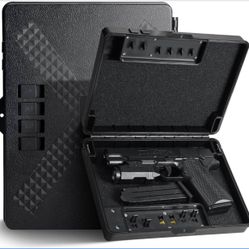 Gun Safe Alternative,Portable Gun Case Handgun Lock Box Quick Access Pistol Safe Small Handgun Storage with TSA Padlock,Instant Access Gun Box for Bed