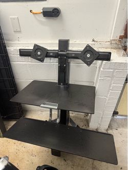 Dual monitor sit stand desk mount