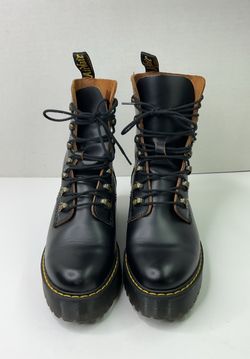 Dr. Martens Leona black leather combat boots.