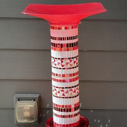 Handmade Glass Birdbath, Garden Sculpture, Plant Stand