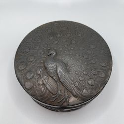 Vintage Japanese Bronze Peacock Trinket Box