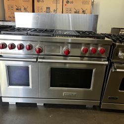 Wolf 48”Wide Dual Fuel Range Stove Stainless Steel With Grill 
