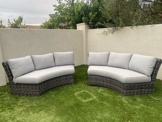 Curved outdoor couches - sunbrella cushions