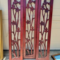 Three Wood Hand Carved Decorative Panels