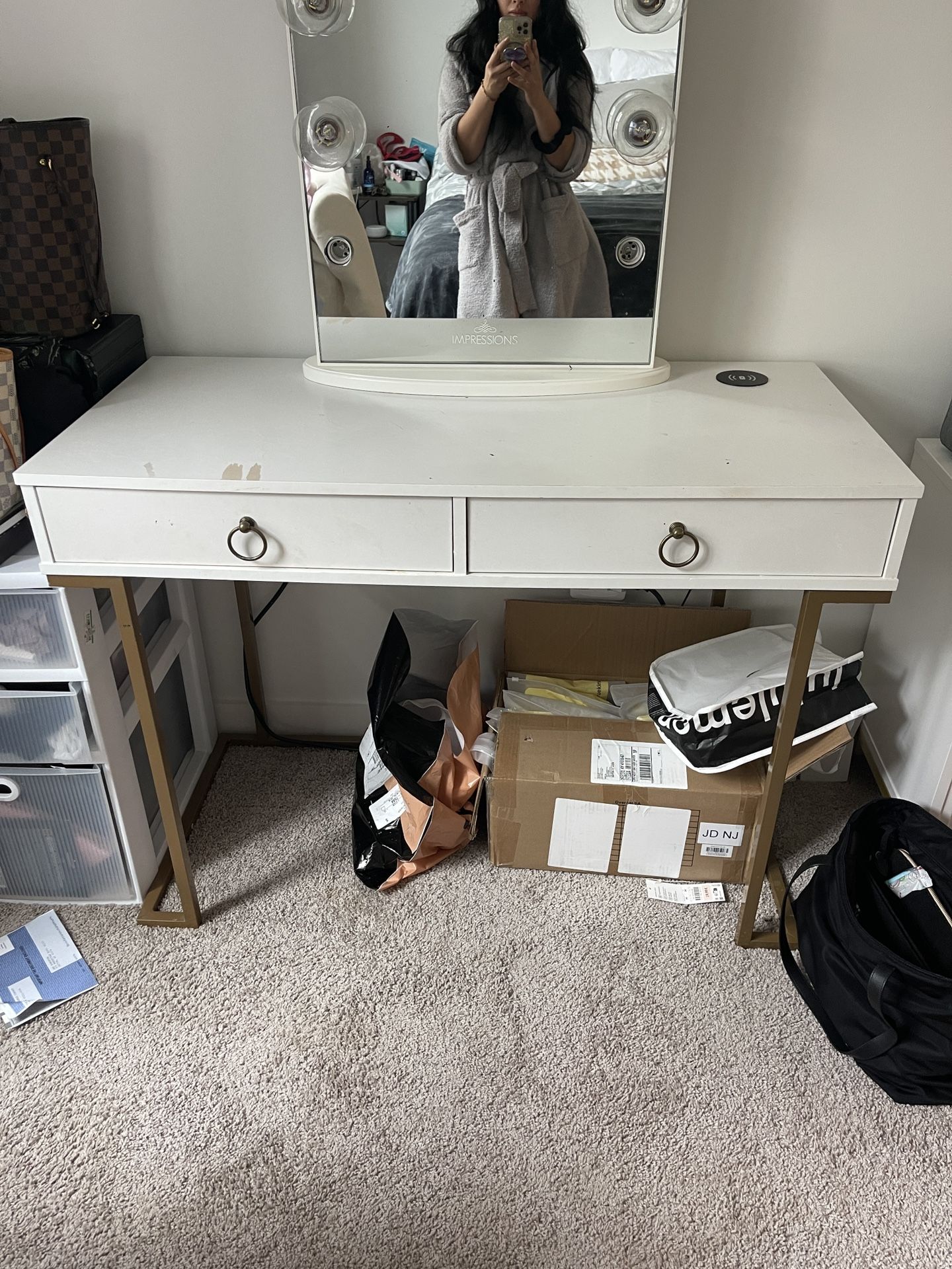 Used White Desk Gold Hardware