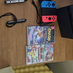 Nintendo Switch With Controllers And 2 Games All Wires 