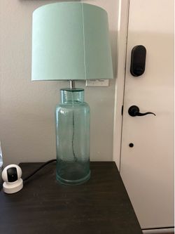 Seafoam green glass table lamp