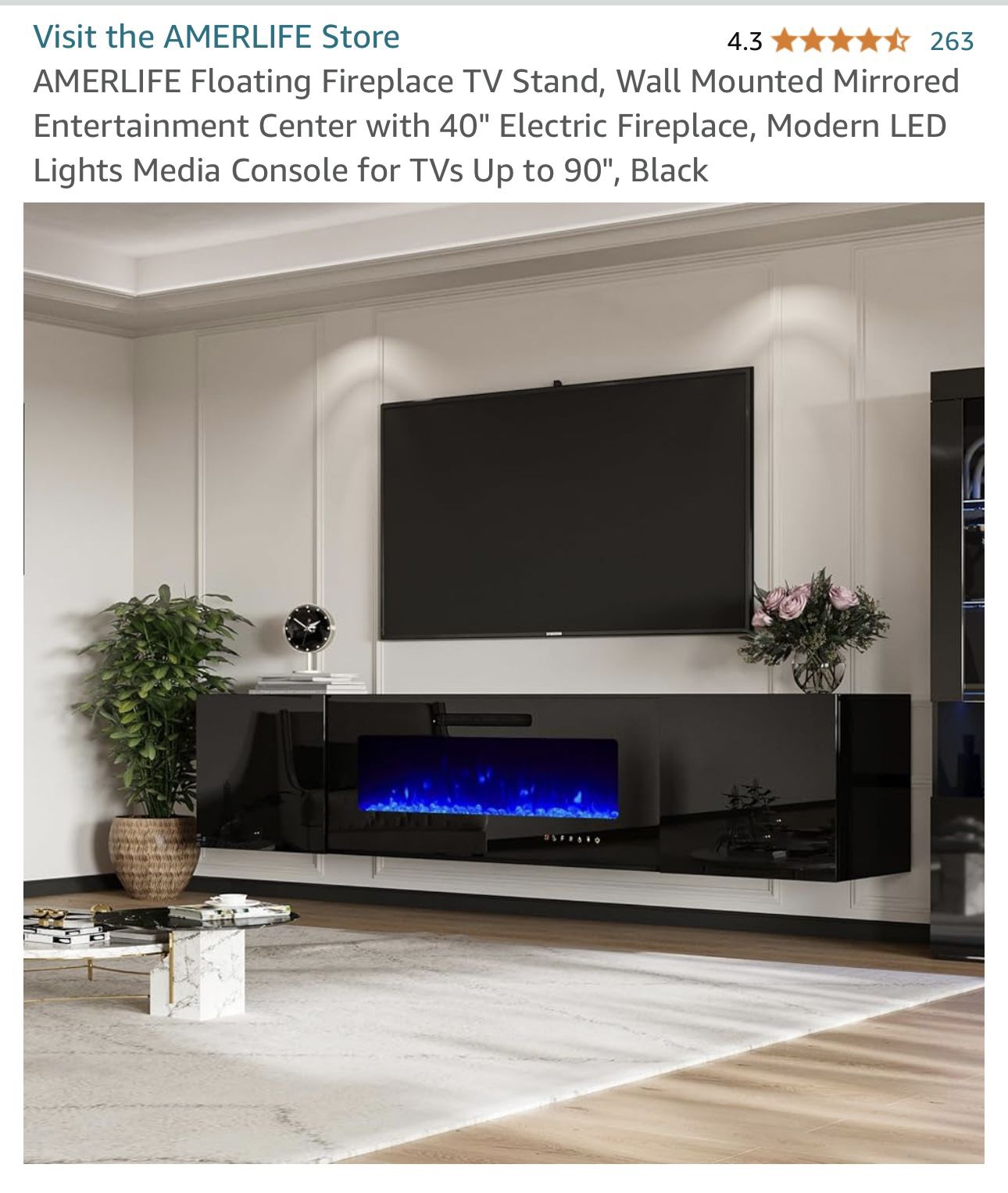 AMERLIFE Floating Fireplace TV Stand