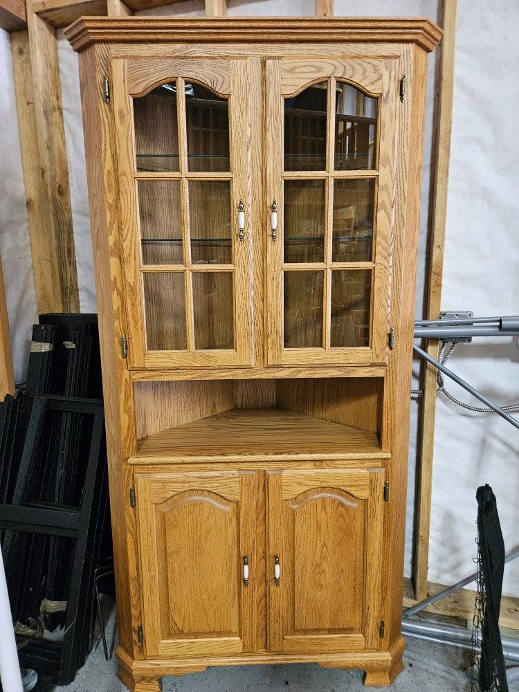 Beautiful Oak Corner Cabinet