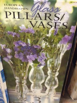 European Glass Blown pillar vases or invert for candle stands