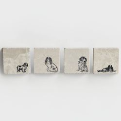 New Handmade King Charles Spaniel Coasters On Tumbled Marble Set of 4 