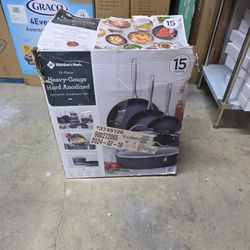 Member's Mark- 15- Piece Heavy-Gauge Hard Anodized Nonstick Cookware Set 