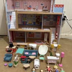 KidKraft Chelsea Doll Cottage Wooden Dollhouse with accessories