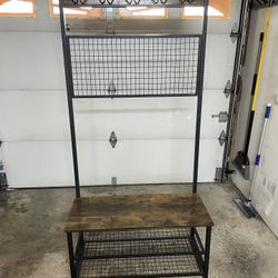 Brown 9  hook coat stand