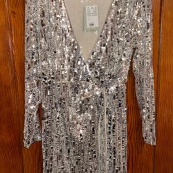 Size L Women’s Silver Sequins Dress