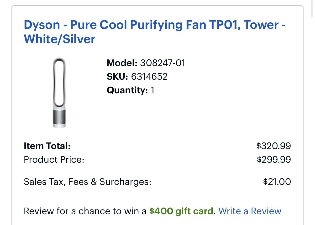 DYSON -PURE COOL  PURIFYING FAN