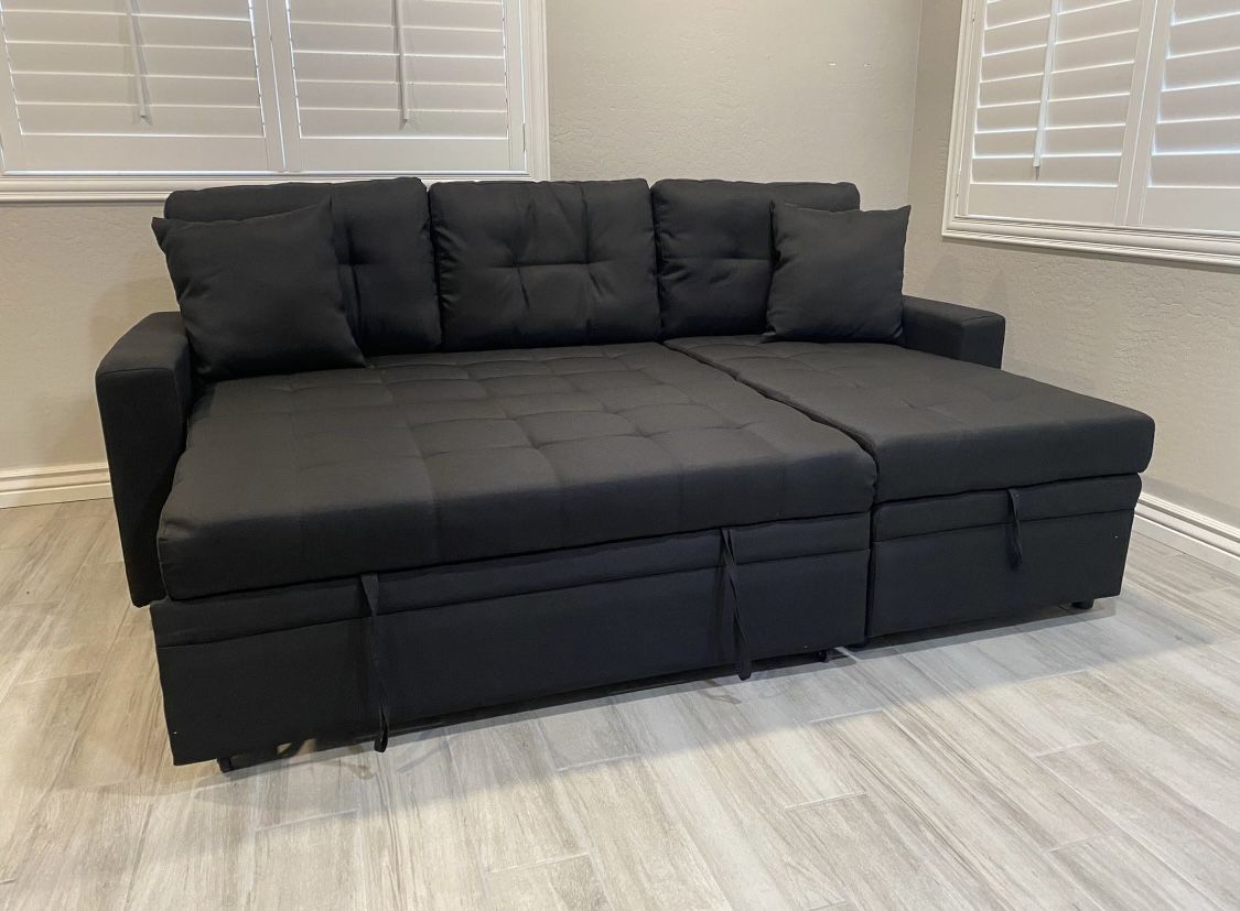 Black sofa with pull out bed with storage ¡¡NEW!!