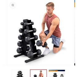 marcy 150 LB. dumbell set with storage rack