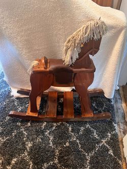 Wooden Rocking Horse with Rope Mane