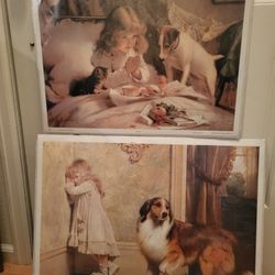 Set Of 2 Victorian Girl Prints Wall Decor  - New 