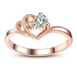 Rose Gold Heart Shaped Cute Wedding/Engagement/Party Ring