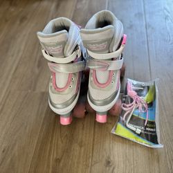 Kuxuan Skates Roller Skate for Girls with 4 Size Adjustable Light up Outdoor Roller Skates for Kids and Toddler