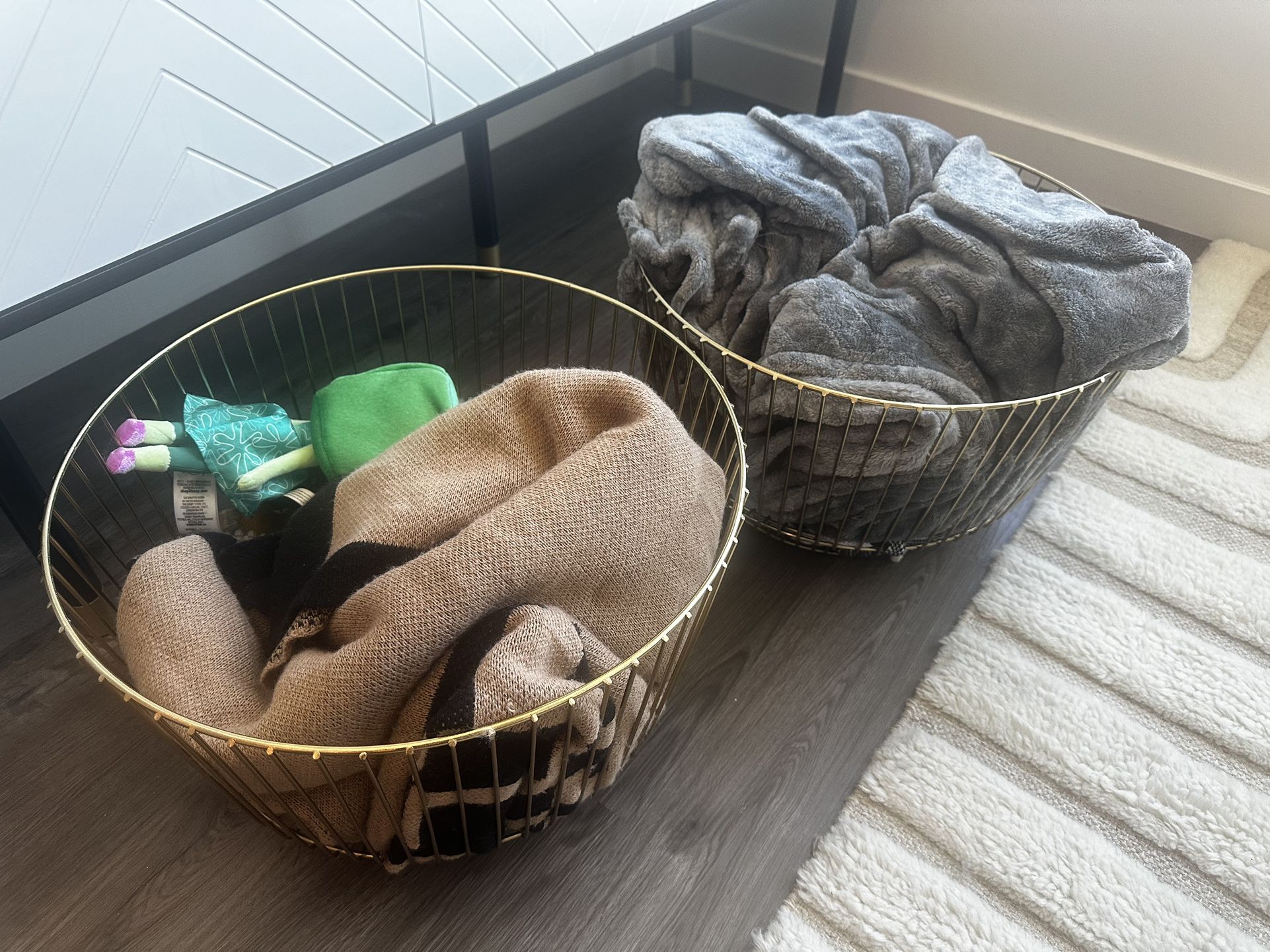 Two Gold Metal Baskets