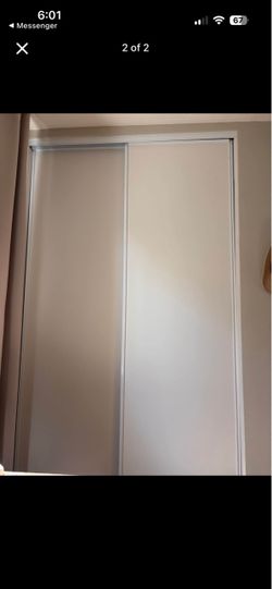 White Sliding Closet Doors with Silver Frame W54x96H