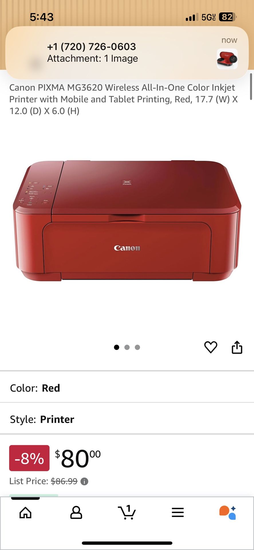 Canon Pixma Mg3620 Printer