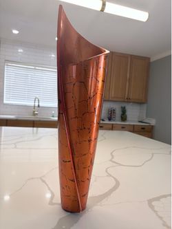 2 Modern Orange Decorative Vases – 21” & 14” – $25 for BOTH