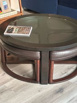 Round Glass Coffee Table – $80