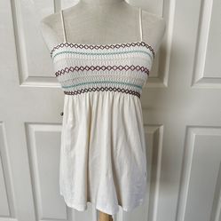 Ella Moss  Vintage  Y2K  Cream Knit Smocked  Babydoll  Tunic Tank Top